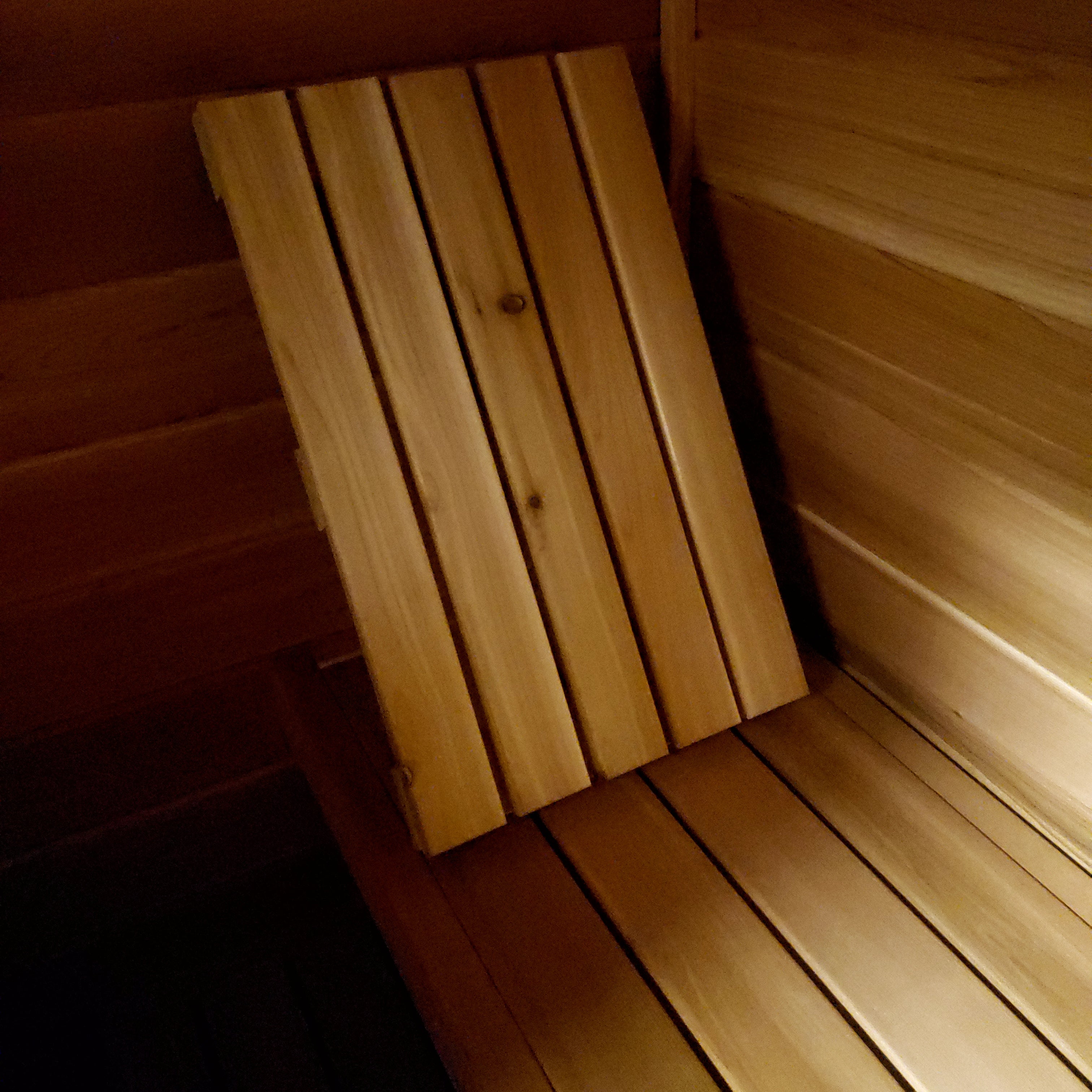 custom sauna bench with backrest