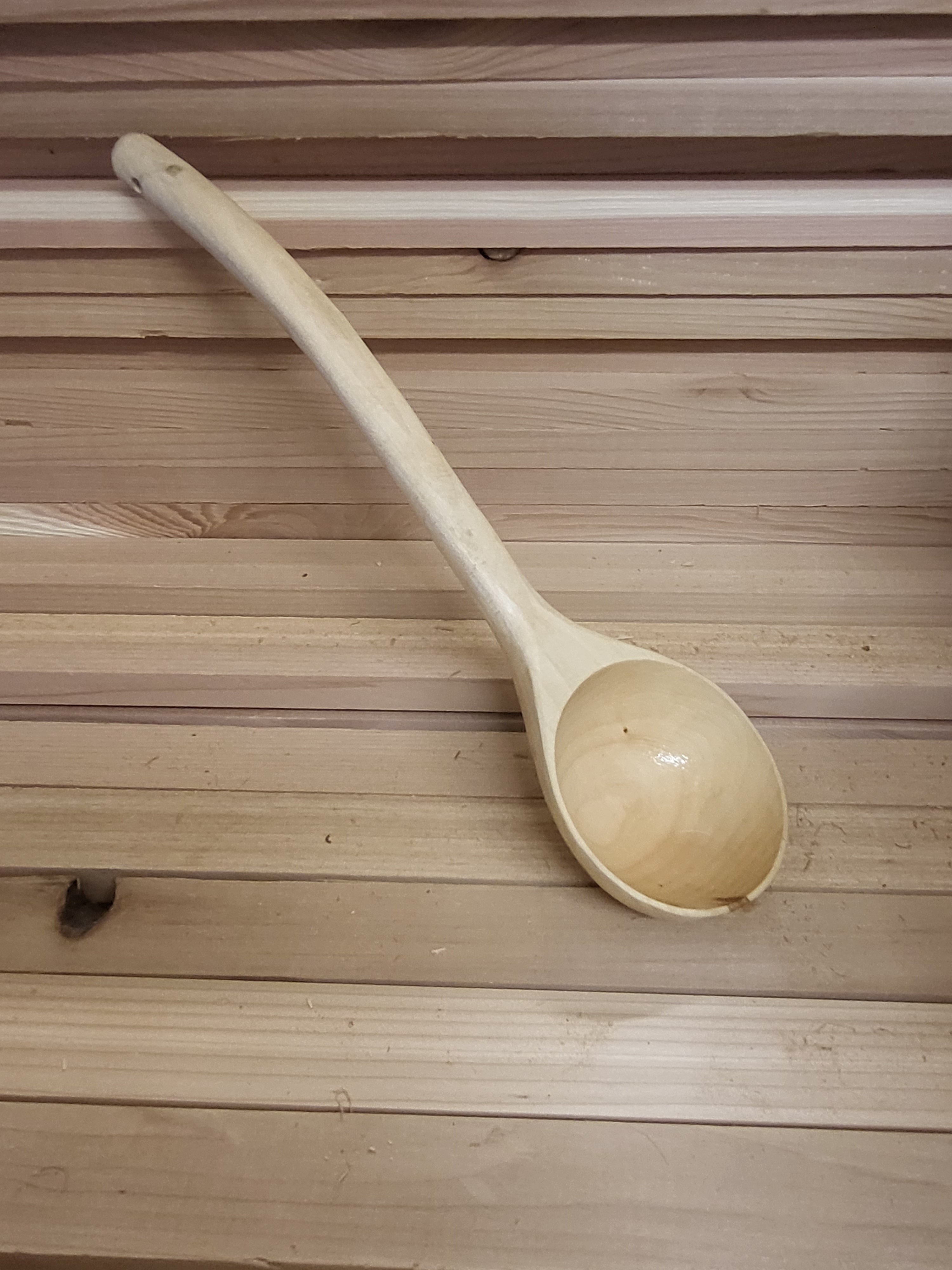 Sauna Ladle by Sauna Fauna with large bowl and curved handle