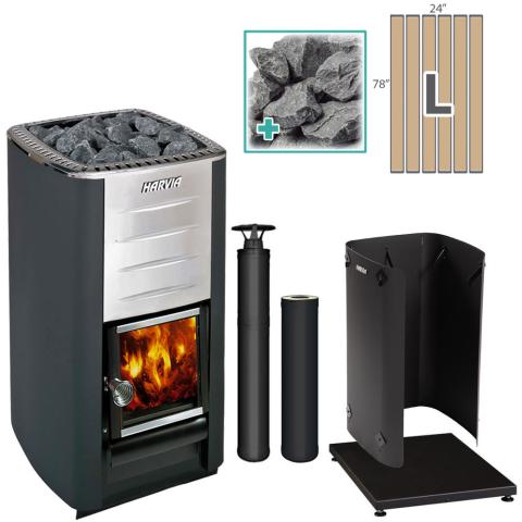 SaunaLife M3 Wood-Burning Stove Kit BK LG Floor