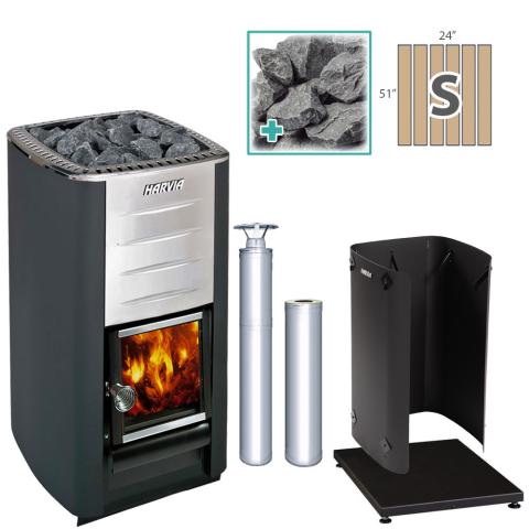 SaunaLife M3 Wood-Burning Stove Kit SS SM Floor