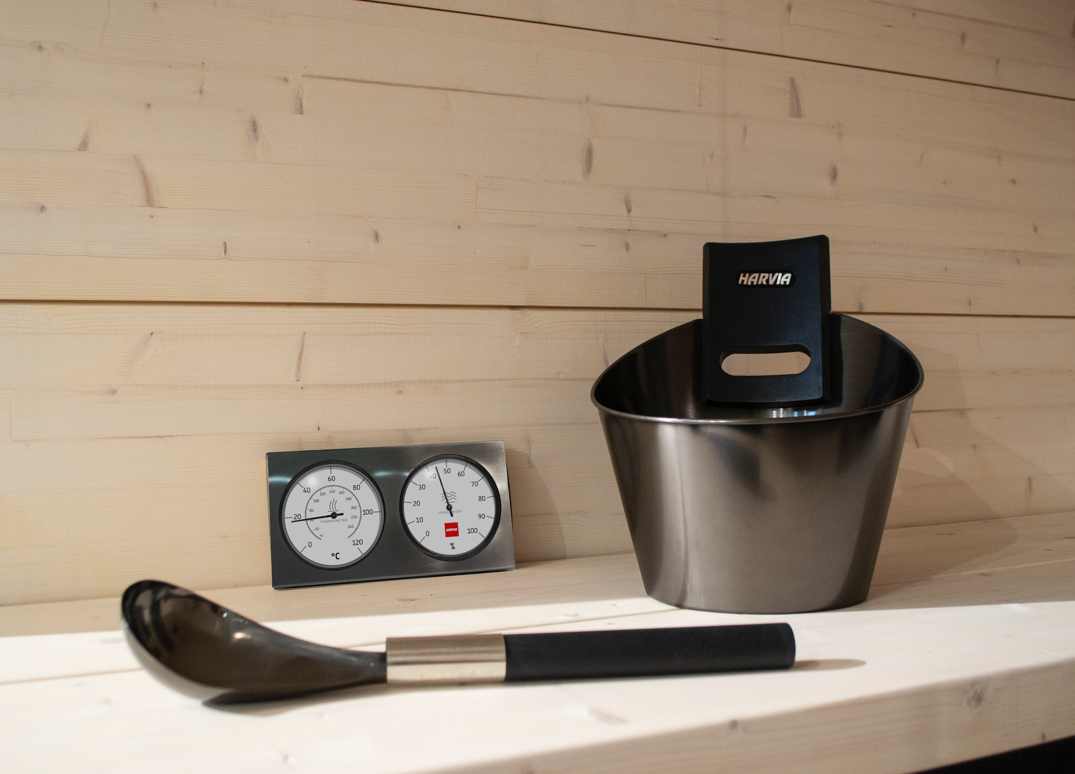 Deluxe Accessories Kit - Black Stainless Steel (Bucket, Ladle, and Thermometer)